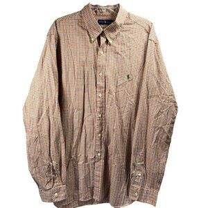 Ralph Lauren Shirt Men's XXL 2XL Cotton Plaid Classic Fit Long Sleeve Button Up